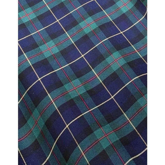 Textile Tartan Plaid Wool Blend Two-Width Curtain Panels With Aged Brass Pole - A Pair For Sale - Image 7 of 7