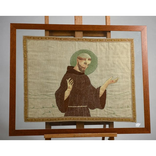 Glass Double Glass Framework with Painted Sheet Depicting San Francesco Italia For Sale - Image 7 of 7