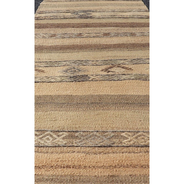 Shabby Chic Earthy Toned Vintage Turkish Kilim Runner With Geometric Motifs 2'5 X 7'3 For Sale - Image 3 of 10