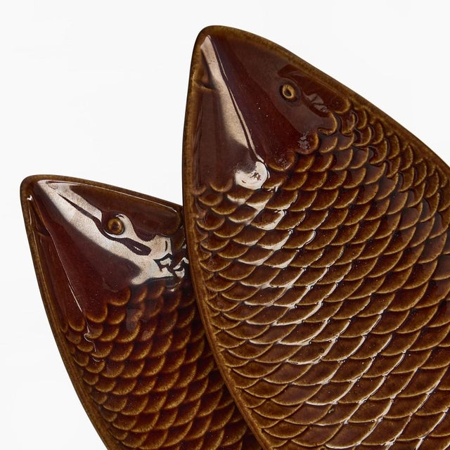 Mid-Century Modern Fladen Fish Dishes by Stig Lindberg for Gustavsberg, Sweden, 1960s, Set of 2 For Sale - Image 3 of 5