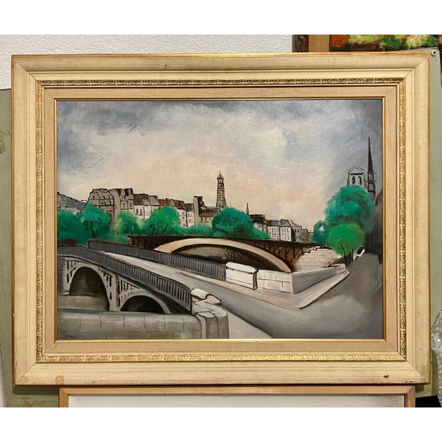 Morris Kantor, 1927 Oil Painting Eiffel Tower Paris American Modernist Wpa Artist Morris Kantor, 1927 For Sale - Image 4 of 12