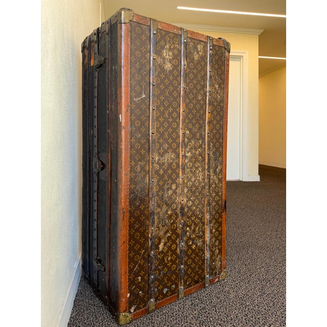 Antique Louis Vuitton Wardrobe Steamer Trunk For Sale - Image 15 of 16