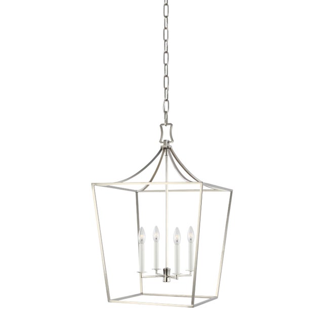 Chapman & Myers by Visual Comfort Studio Southold Medium Lantern, Silver For Sale