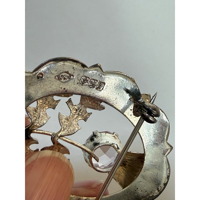 Vintage 1957 Ward Brothers Scottish Sterling Silver Thistle Brooch Edinburgh For Sale - Image 4 of 5