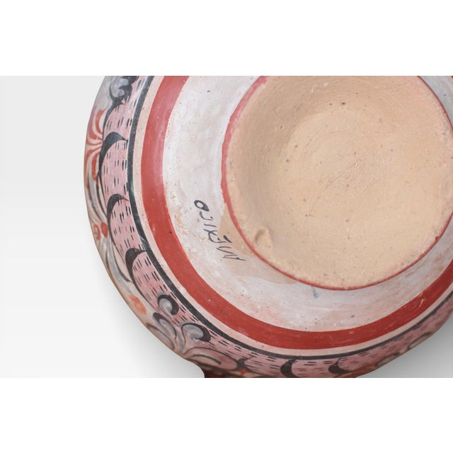 1970s Mexican Tonalá Pottery Pitcher With Haindpainted Floral Motifs For Sale - Image 14 of 15