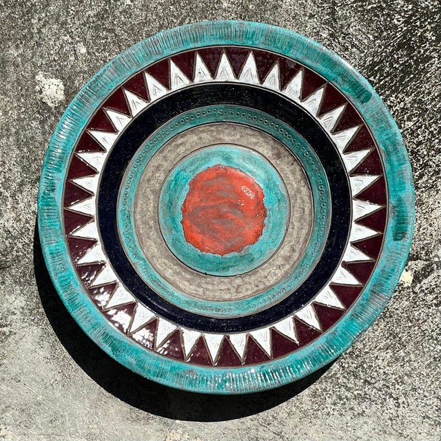 Vintage Boho Signed Studio Pottery Plate For Sale In West Palm - Image 6 of 9