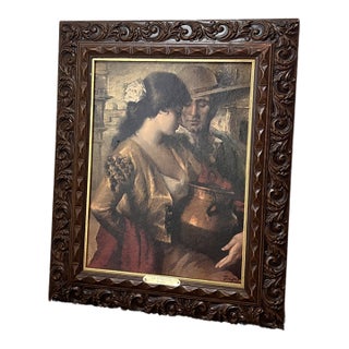 1960s Original José Puyet Painting in Original Frame For Sale