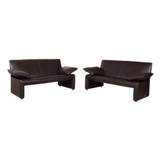 Leather Brown Two-Seater Sofa with Manual Function by Jori Linea, Set of 2 For Sale