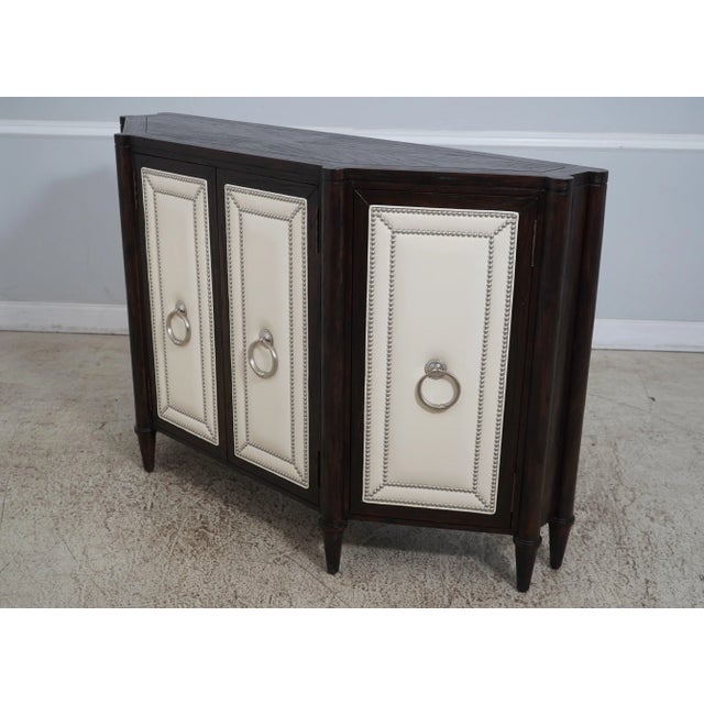 Age: C.2012 Details: Modern Design Quality Construction Heavy Nickel Hardware Rustic Finish Top Faux Leather Door Fronts...