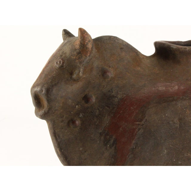 Huge 19th C. Spanish Colonial Cusco Pottery Bull Shaped Terracotta Chicha Vessel For Sale - Image 9 of 18