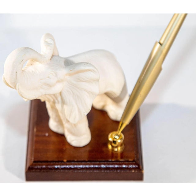 Late 20th Century Vintage White Elephant Figurine Pen Holder, Jaipur, Rajasthan India For Sale - Image 5 of 13