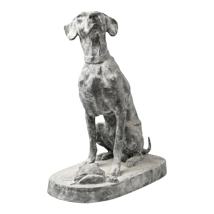Vintage-Style Cast Iron Pointer Garden Sculpture | Chairish