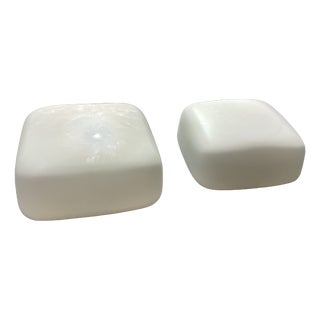 Minimalist Opaline Glass Ceiling Lamps, 1960, Set of 2 For Sale