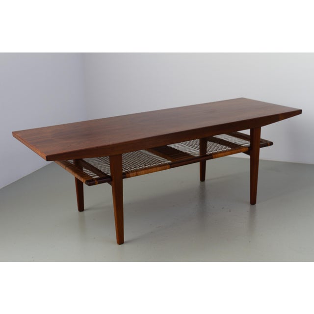 Brown Danish Walnut and Cane Coffee Table by Anton Kildeberg, 1960s For Sale - Image 8 of 18