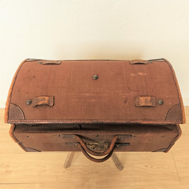 Antique Leather Car Travel Trunk, 1930s For Sale - Image 9 of 10