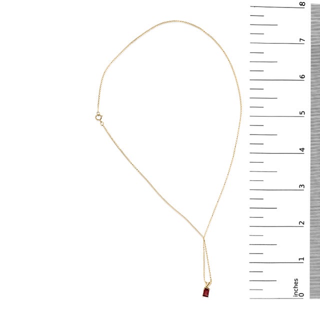 Early 21st Century 14K Yellow Gold 6x4MM Emerald Cut Red Garnet Solitaire Pendant Necklace For Sale - Image 5 of 5