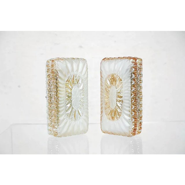 Modern Ice Glass Wall Sconces, 1970s, Set of 2 For Sale - Image 6 of 9
