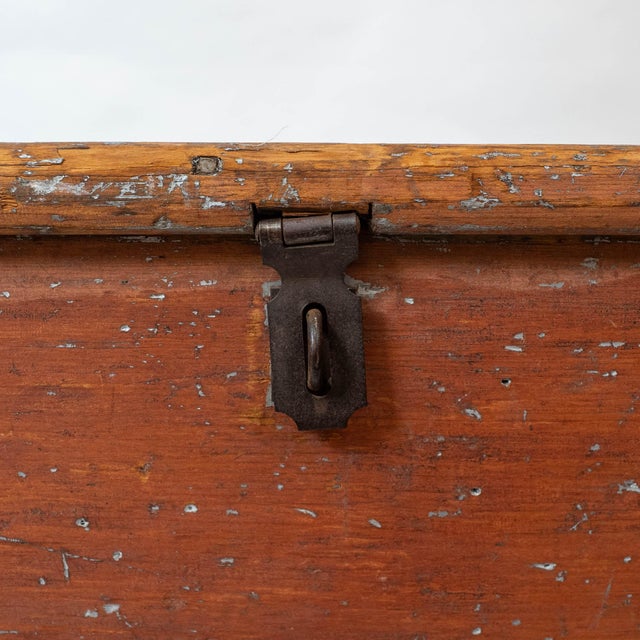 Late 1800s Antique Blanket Chest on Casters With Original Paint For Sale - Image 10 of 11