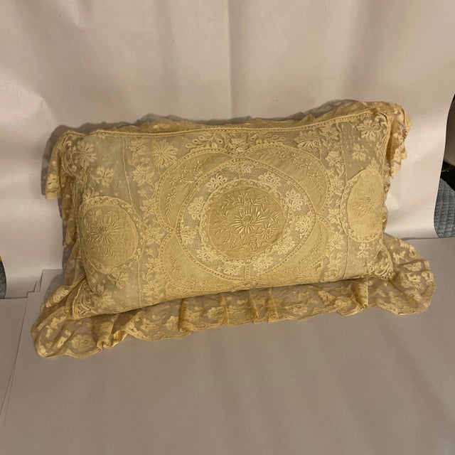 Antique French Lace Rectangle Pillow For Sale - Image 6 of 6