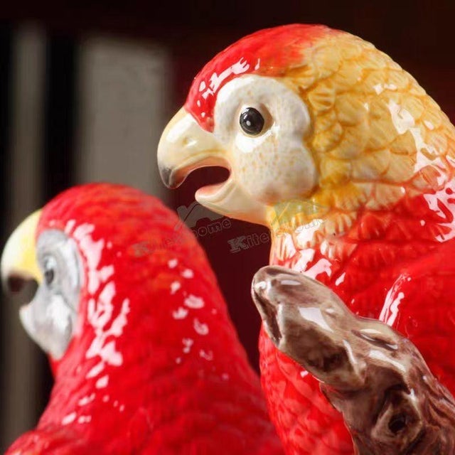 Ceramic Hand-Painted Porcelain Parrot Figurine – 10.2" Colorful Ceramic Bird Sculpture For Sale - Image 7 of 8