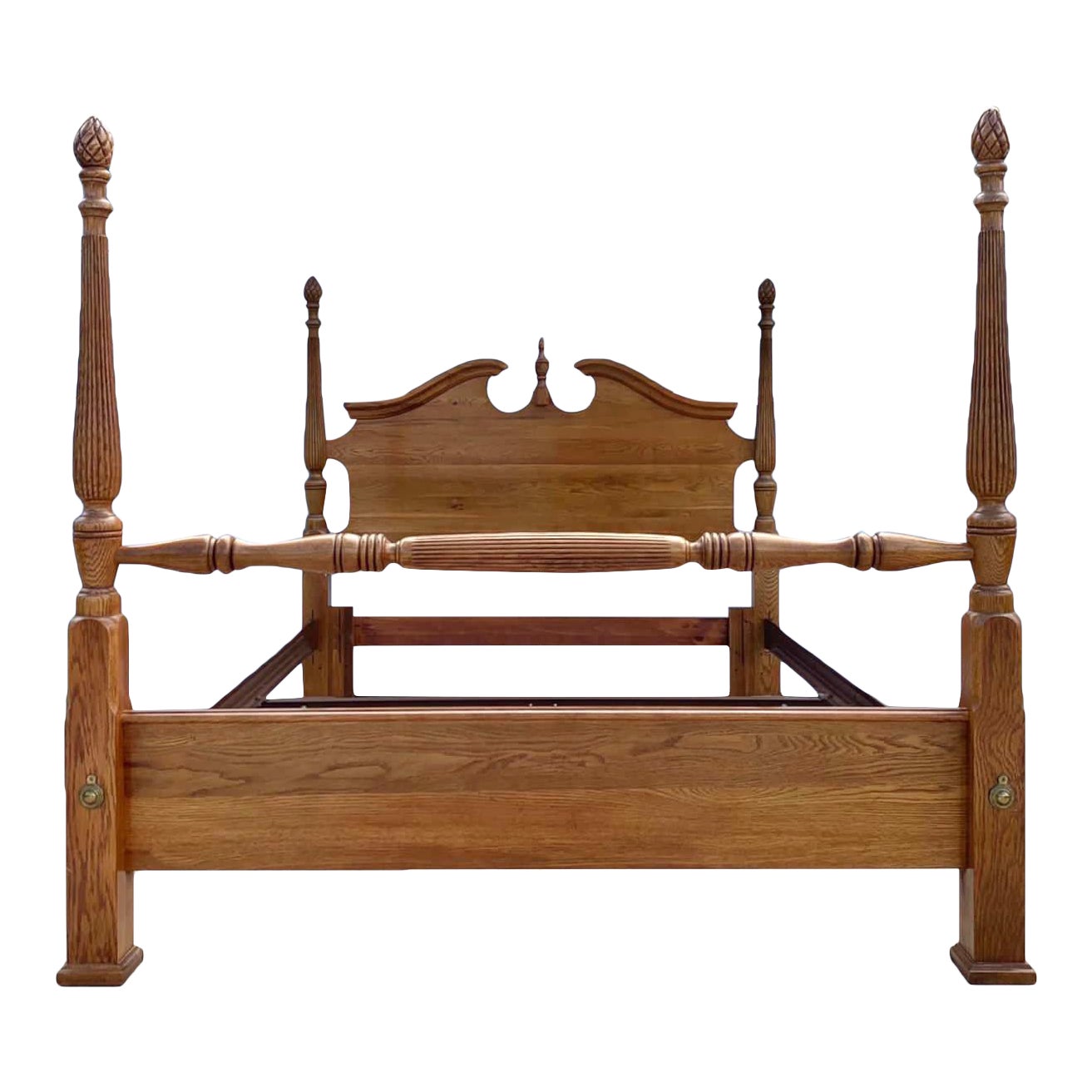 1980s Traditional Solid Oak Queen Bed Chairish