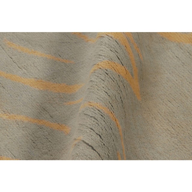 Textile Rug & Kilim’s French Art Deco Style Rug in Beige With Gold Curving Patterns For Sale - Image 7 of 8