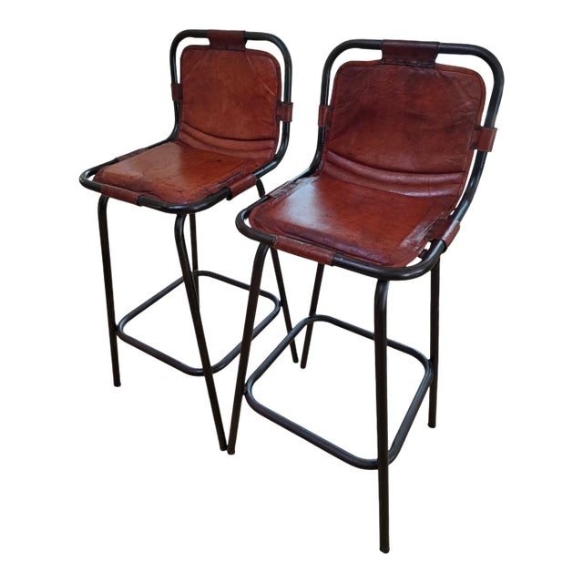 1960s Pair of Leather Bar Stools For Sale