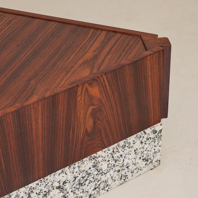 French Rosewood + Granite Triangular Coffee Table, 1940s For Sale In Chicago - Image 6 of 11