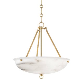 Hudson Valley Lighting Mark D. Sikes Somerset 3-Light Pendant with Rattan Accent, Brass For Sale
