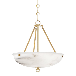 Hudson Valley Lighting Mark D. Sikes Somerset 3-Light Pendant with Rattan Accent, Brass