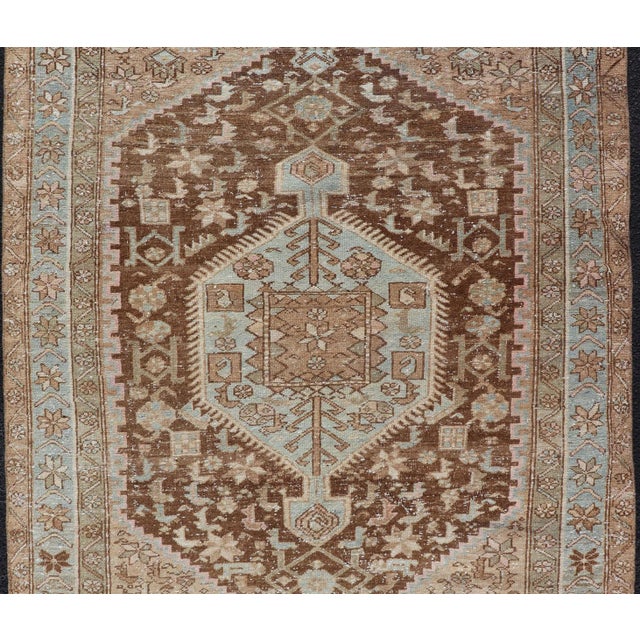 Tribal Earthy Tone Antique Persian Hamadan Rug 4'0"x5'9" For Sale - Image 3 of 10