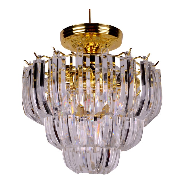 MidCentury Brass & Lucite Ceiling Chandelier Chairish