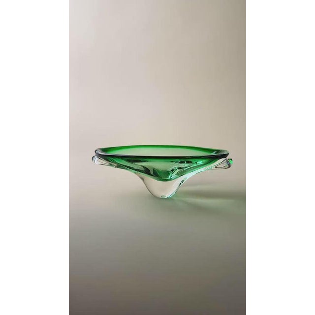 Vintage Organic-Shaped Green Murano Glass Bowl, Italy, 1970s For Sale - Image 11 of 13