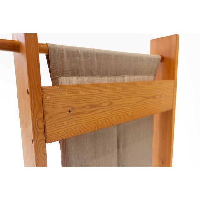 Scandinavian Modern Pine and Canvas Magazine Rack, 1970s For Sale - Image 10 of 18