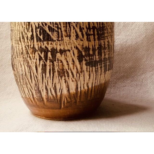 Vintage Studio Pottery Stoneware Vase, Sgraffito, Earthy Glaze For Sale - Image 17 of 18