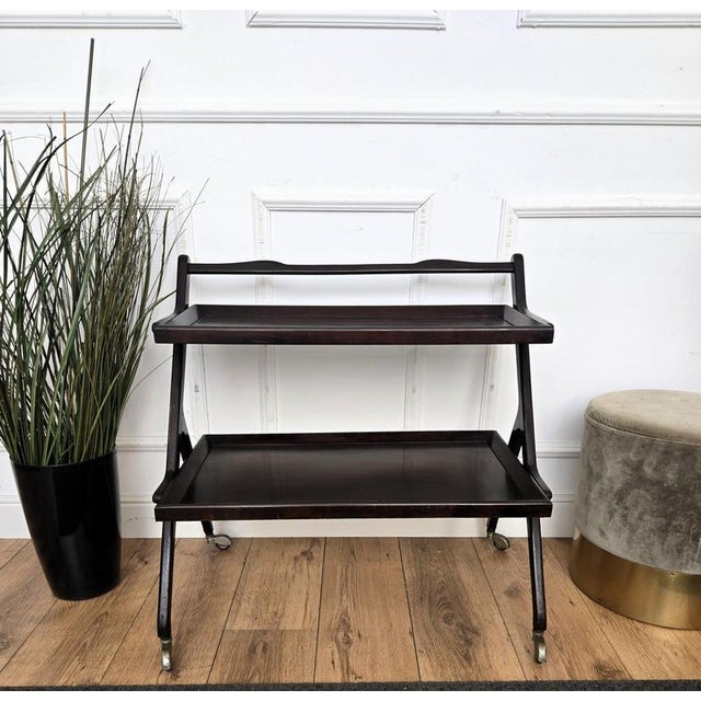 Black Vintage Art Deco Italian Wood and Brass Dry Bar Cabinet by Paolo Buffa, 1960s For Sale - Image 8 of 11