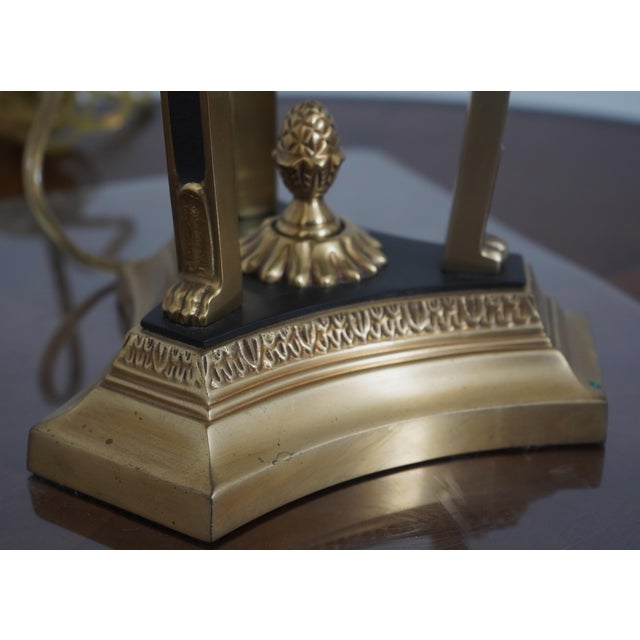 1970s Chapman Empire Style Brass Table Lamp W/Shade For Sale In Philadelphia - Image 6 of 11