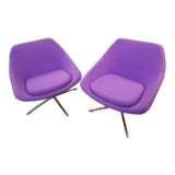 Mid Century Modern Overman Style Iris Swivel Pod Chairs by Allermuir - Pair For Sale