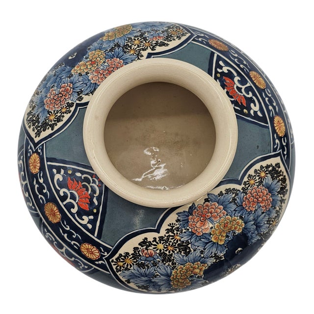 Cerulean Kinkozan Satsuma Japonisme Art Deco Earthenware Vase 1921-1927 For Sale - Image 8 of 10