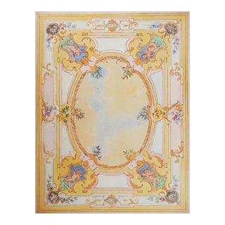 Vintage Oswald Fell Baroque Puti & Clouds Ceiling Mural Study Painting For Sale