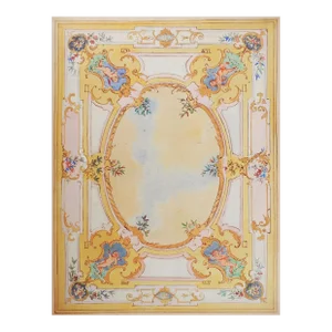 Vintage Oswald Fell Baroque Puti & Clouds Ceiling Mural Study Painting
