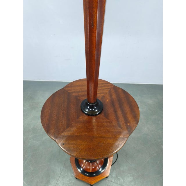 Art Deco Italian Wood and Metal Floor Lamp with Side Table, 1940s For Sale - Image 4 of 17
