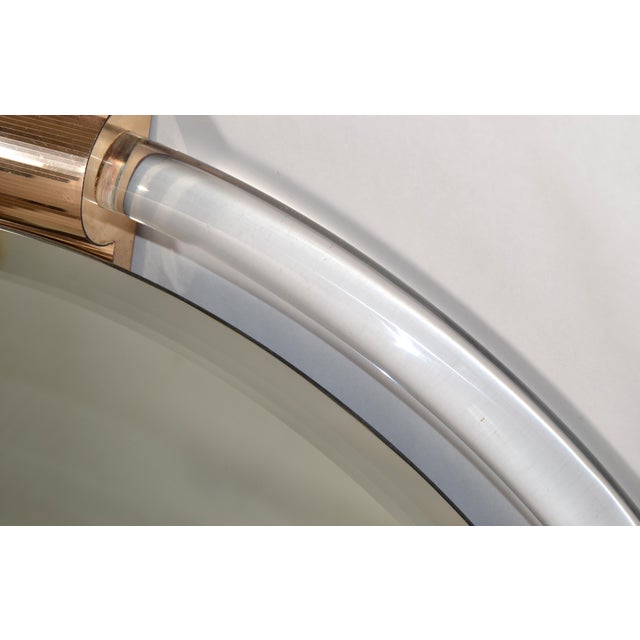 1980s Karl Springer Style Round Lucite Brass Beveled Wall Mirror Mid-Century Modern For Sale - Image 17 of 18