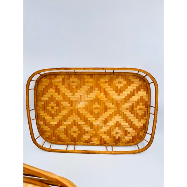 1970s Woven Bamboo and Rattan Gallery Trays - Set of 12 For Sale - Image 10 of 13