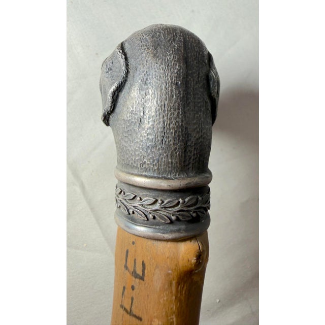 Antique 19th Century Handmade 800 Sterling Silver Wood Dog Walking Stick Cane For Sale - Image 18 of 18