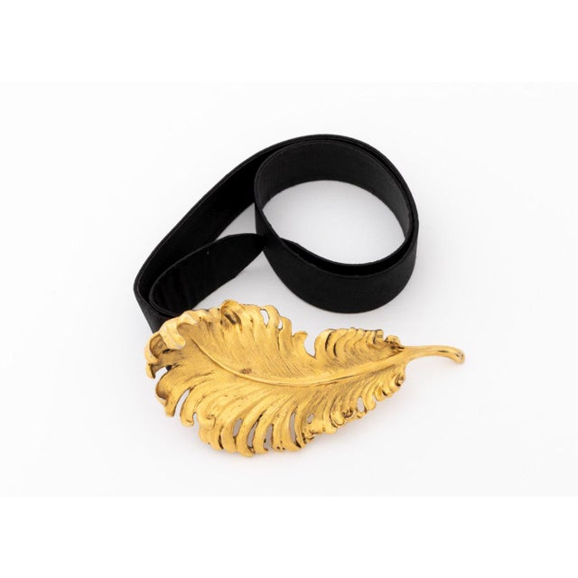 1980s Christopher Ross Gold Plate Feather Belt, 1986 For Sale - Image 5 of 9