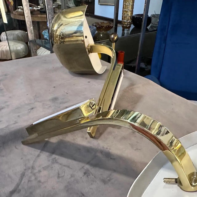 Metal Two 1980s Elegant Mid-Century Modern Brass Italian Wall Sconces by Lumi Milano For Sale - Image 7 of 13
