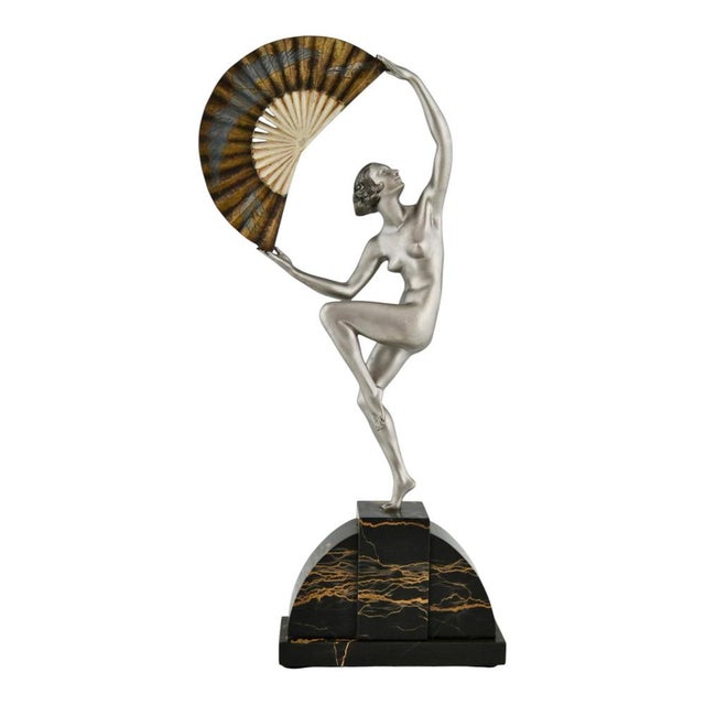 Marcel Bouraine, Art Deco Nude Fan Dancer, 1925, Bronze on Marble Base For Sale - Image 13 of 13