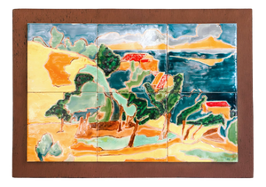 Mid-Century French Ceramic Glazed Tile Panel of Anduze, 1960s