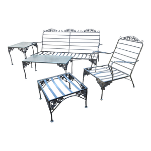 Late 20th Century Wrought Iron Patio Furniture Set, 5 Pieces